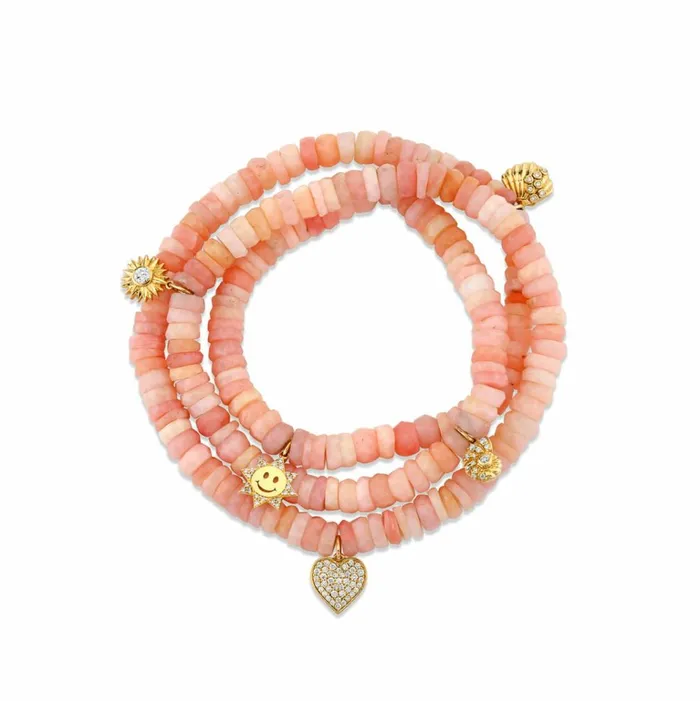 Sydney Evan MultiCharm Bracelets Gold and Diamond MultiCharm Pink Opal Wrap Bracelet 8211 Women Sydney Evan MultiCharm Bracelets Gold and Diamond MultiCharm Pink Opal Wrap Bracelet 8211 Women