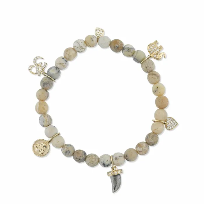 Sydney Evan MultiCharm Bracelets Gold and Diamond Spiritual MultiCharm On African Opal 8211 Women Sydney Evan MultiCharm Bracelets Gold and Diamond Spiritual MultiCharm On African Opal 8211 Women