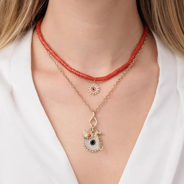 Sydney Evan MultiCharm Necklaces Gold and Diamond Sea Life Necklace 8211 Women