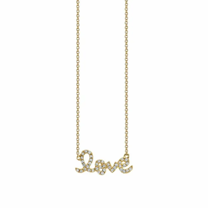 Sydney Evan Script and Initial Necklaces Gold and Diamond Small Love Necklace 8211 Women Sydney Evan Script and Initial Necklaces Gold and Diamond Small Love Necklace 8211 Women