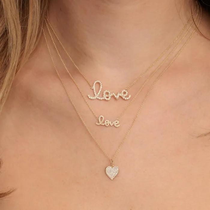 Sydney Evan Script and Initial Necklaces Gold and Diamond Small Love Necklace 8211 Women