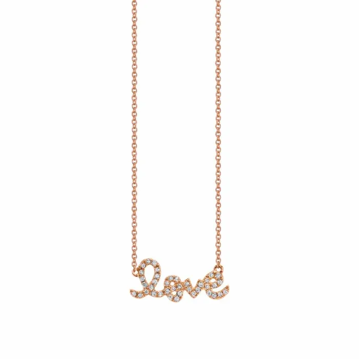 Sydney Evan Script and Initial Necklaces Gold and Diamond Small Love Necklace 8211 Women