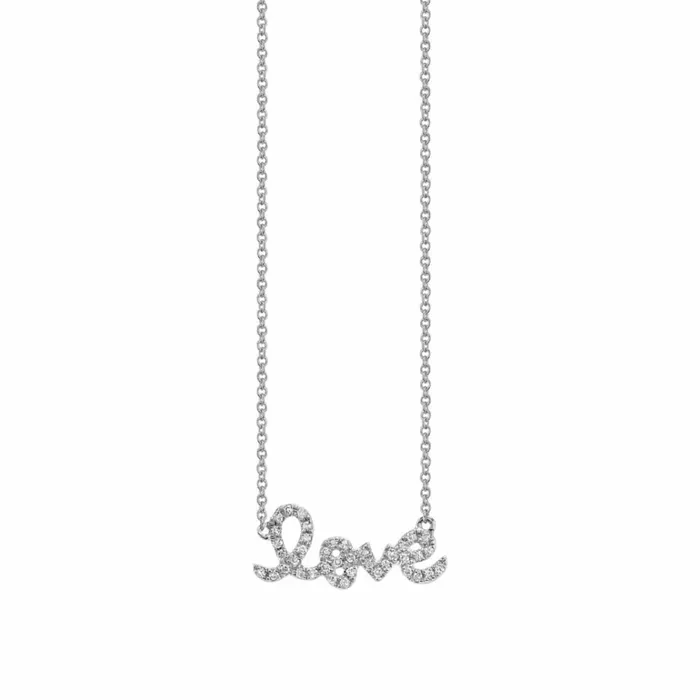 Sydney Evan Script and Initial Necklaces Gold and Diamond Small Love Necklace 8211 Women