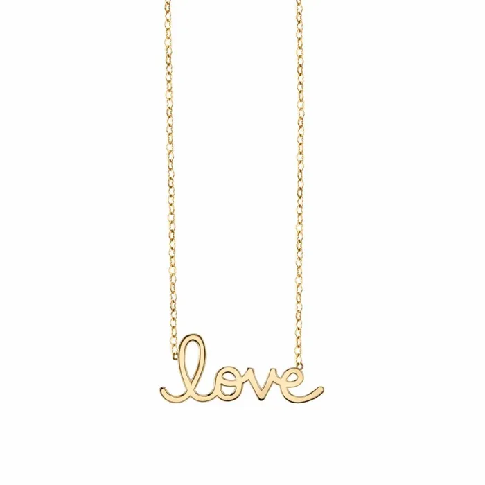 Sydney Evan Script and Initial Necklaces Pure Gold Large Love Necklace 8211 Women