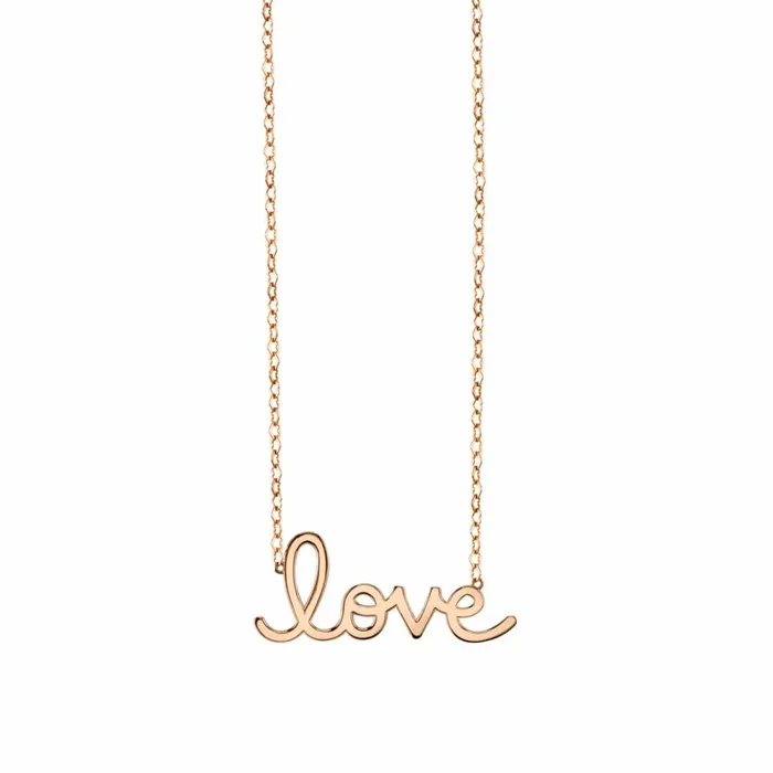 Sydney Evan Script and Initial Necklaces Pure Gold Large Love Necklace 8211 Women
