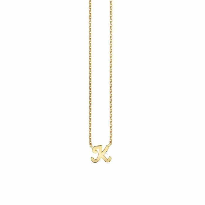 Sydney Evan Script and Initial Necklaces Pure Gold Tiny Initial Necklace 8211 Women