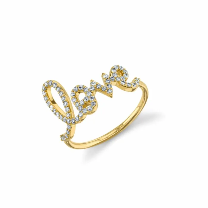 Sydney Evan Script Rings Gold and Diamond Large Love Ring 8211 Women