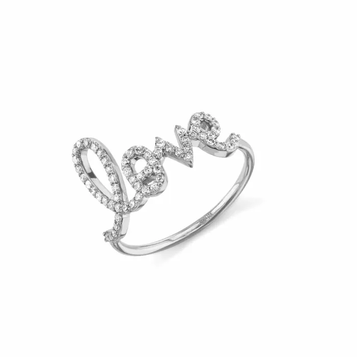 Sydney Evan Script Rings Gold and Diamond Large Love Ring 8211 Women