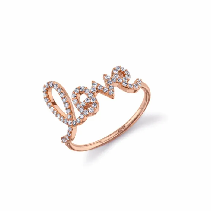 Sydney Evan Script Rings Gold and Diamond Large Love Ring 8211 Women