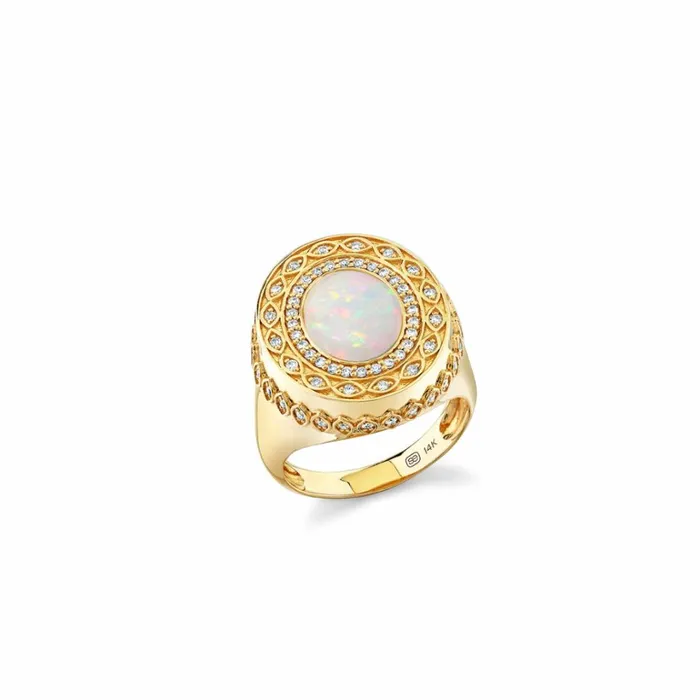 Sydney Evan Signet Rings Gold and Diamond Marquise Eye Cabochon Signet Ring 8211 Women