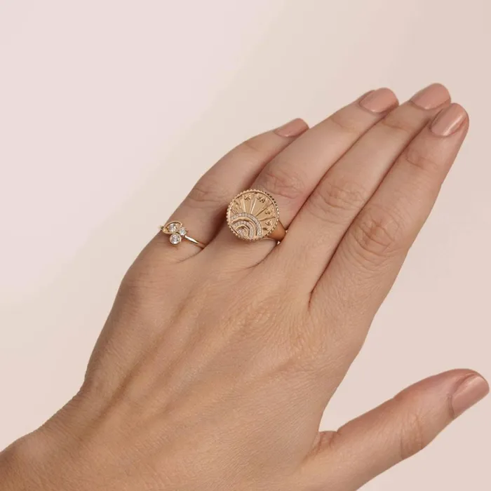 Sydney Evan Stacking Rings Gold and Diamond Marquise Eye Cluster Ring 8211 Women
