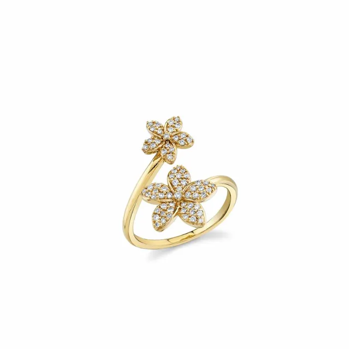 Sydney Evan Stacking Rings Gold and Diamond Plumeria Wrap Ring 8211 Women