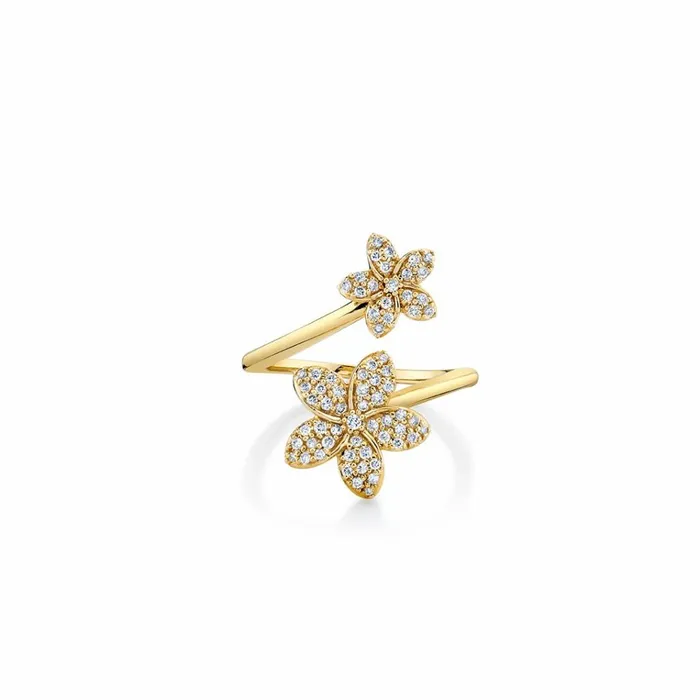 Sydney Evan Stacking Rings Gold and Diamond Plumeria Wrap Ring 8211 Women