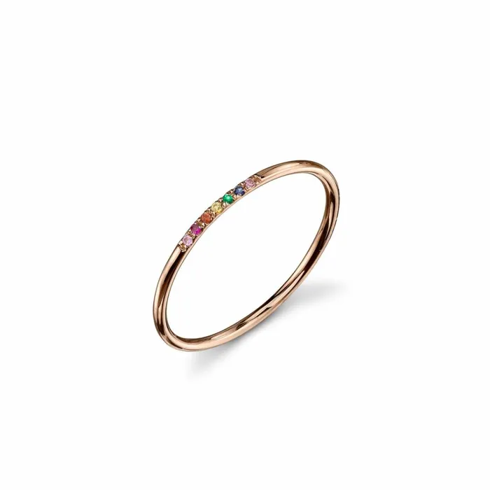Sydney Evan Stacking Rings Gold and Rainbow 7Stone Ring 8211 Women