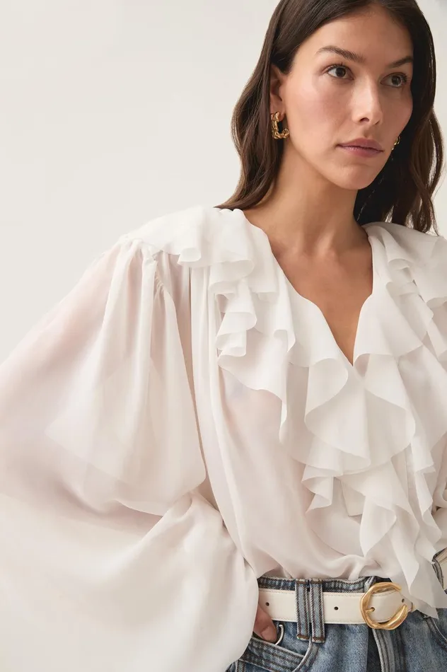 Tabitha Pom Pom Blouse Ivory Women Aje Tops Tabitha Pom Pom Blouse Ivory Women Aje Tops