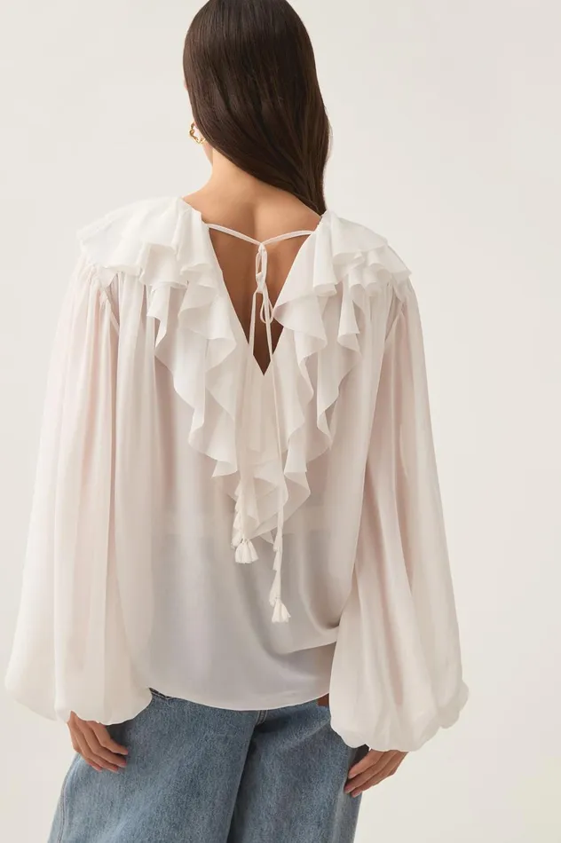 Tabitha Pom Pom Blouse Ivory Women Aje Tops Tabitha Pom Pom Blouse Ivory Women Aje Tops