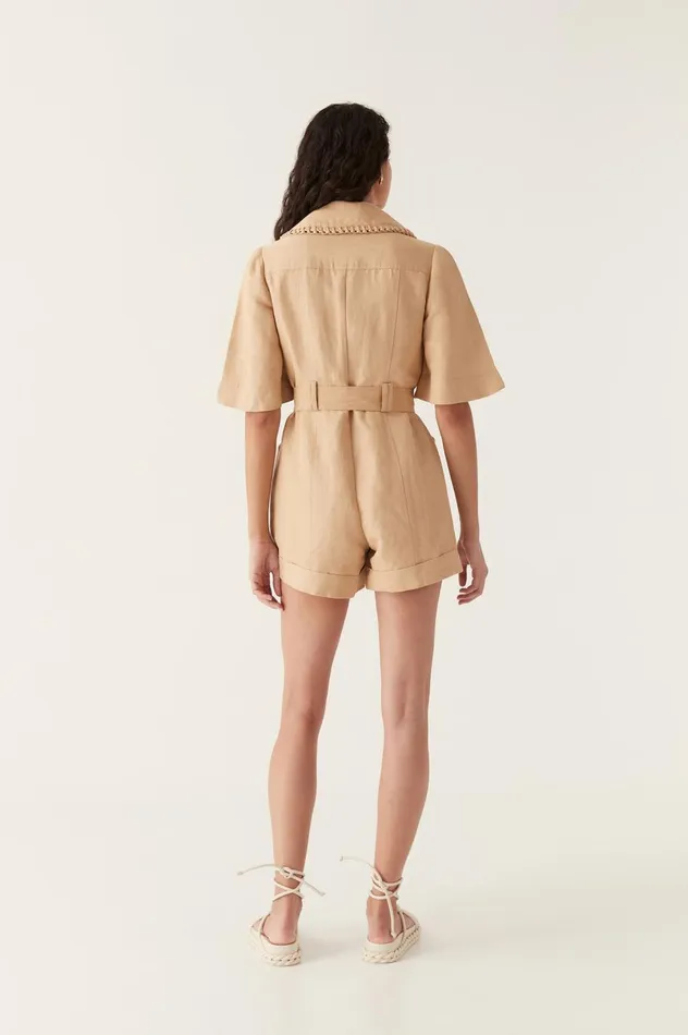 Tactile Whipstitch Playsuit Sand Brown Women Aje Playsuits and Jumpsuits Tactile Whipstitch Playsuit Sand Brown Women Aje Playsuits and Jumpsuits