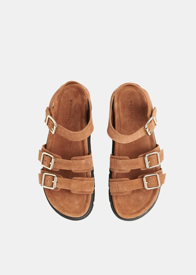 Tan Jemma Triple Buckle Sandal Women Whistles Leather