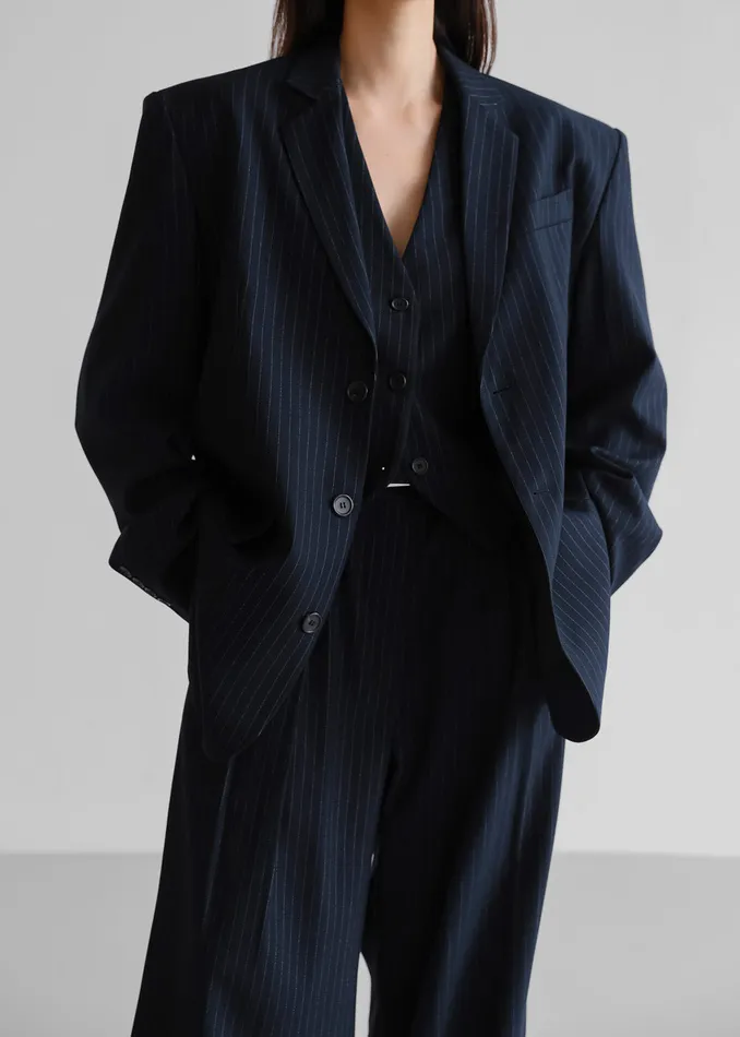 Tansy Oversized Blazer 8211 Navy Pinstripe Women The Frankie Shop Clothing