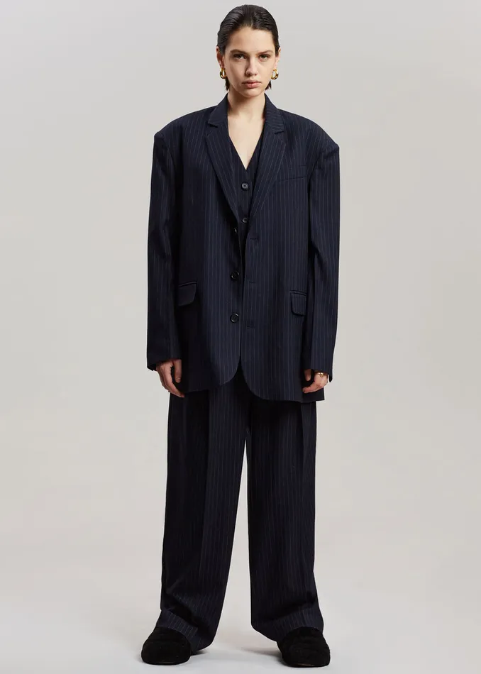 Tansy Oversized Blazer 8211 Navy Pinstripe Women The Frankie Shop Clothing