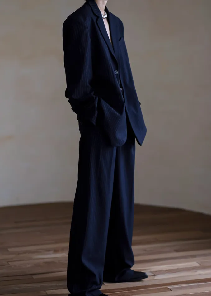 Tansy Oversized Blazer 8211 Navy Pinstripe Women The Frankie Shop Clothing