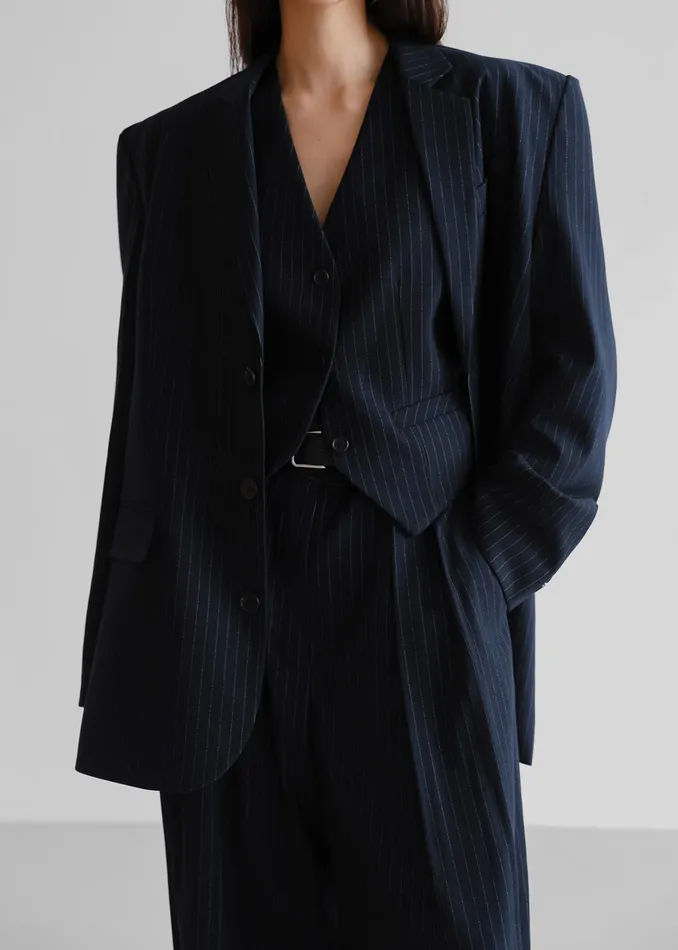 Tansy Oversized Blazer 8211 Navy Pinstripe Women The Frankie Shop Clothing