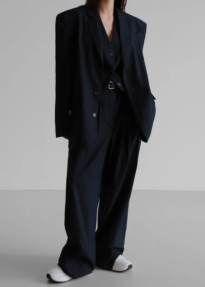 Tansy Oversized Blazer 8211 Navy Pinstripe Women The Frankie Shop Clothing