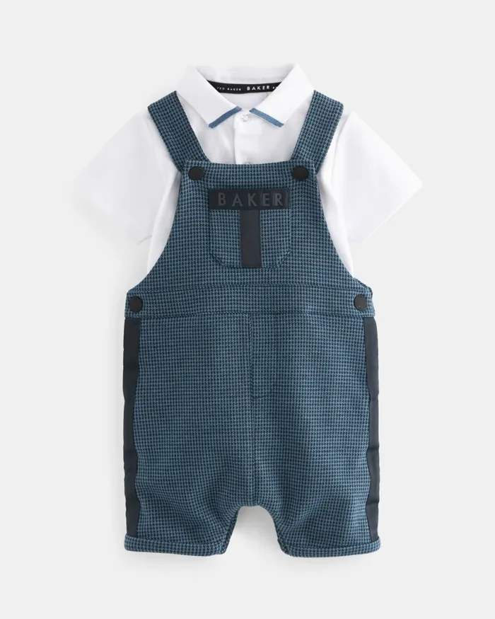 Ted Baker Baby Kids GHEORGH 8211 Puppytooth Dungaree And Polo Set Navy Ted Baker Baby Kids GHEORGH 8211 Puppytooth Dungaree And Polo Set Navy