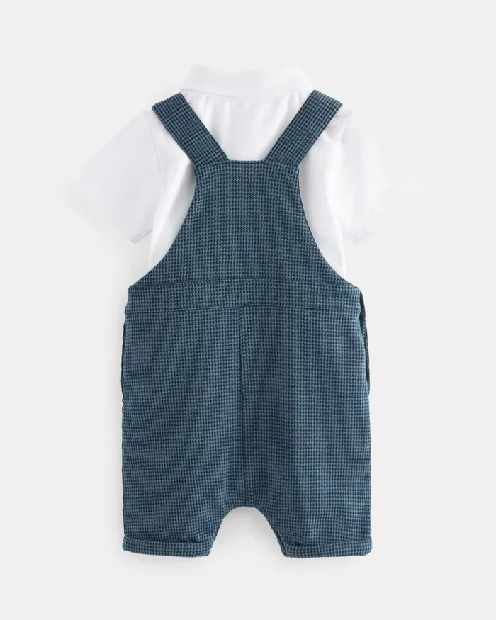 Ted Baker Baby Kids GHEORGH 8211 Puppytooth Dungaree And Polo Set Navy Ted Baker Baby Kids GHEORGH 8211 Puppytooth Dungaree And Polo Set Navy
