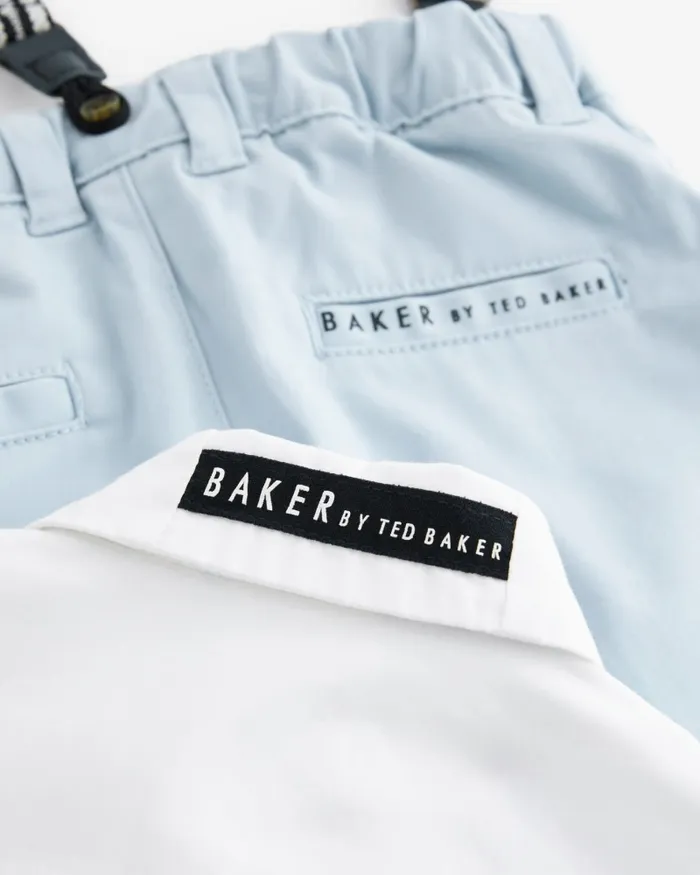 Ted Baker Baby Kids HARALAM 8211 Branded Shirt Trousers And Braces Set Blue