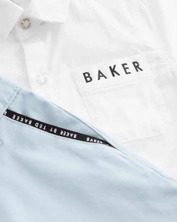 Ted Baker Baby Kids HARALAM 8211 Branded Shirt Trousers And Braces Set Blue Ted Baker Baby Kids HARALAM 8211 Branded Shirt Trousers And Braces Set Blue