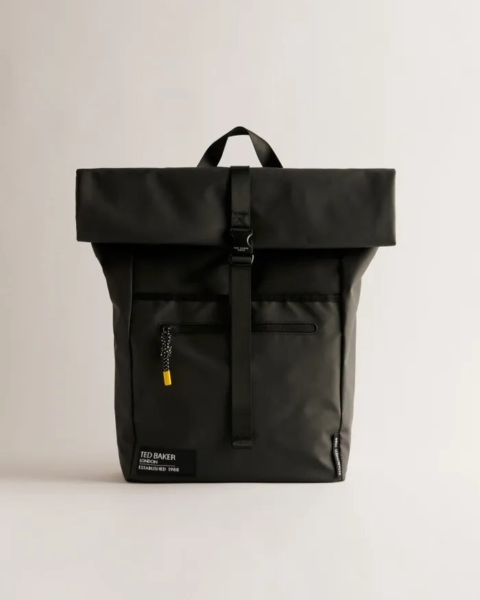 Ted Baker Backpacks Men CLIME 8211 Rubberised Rolltop Backpack Jetblack Ted Baker Backpacks Men CLIME 8211 Rubberised Rolltop Backpack Jetblack