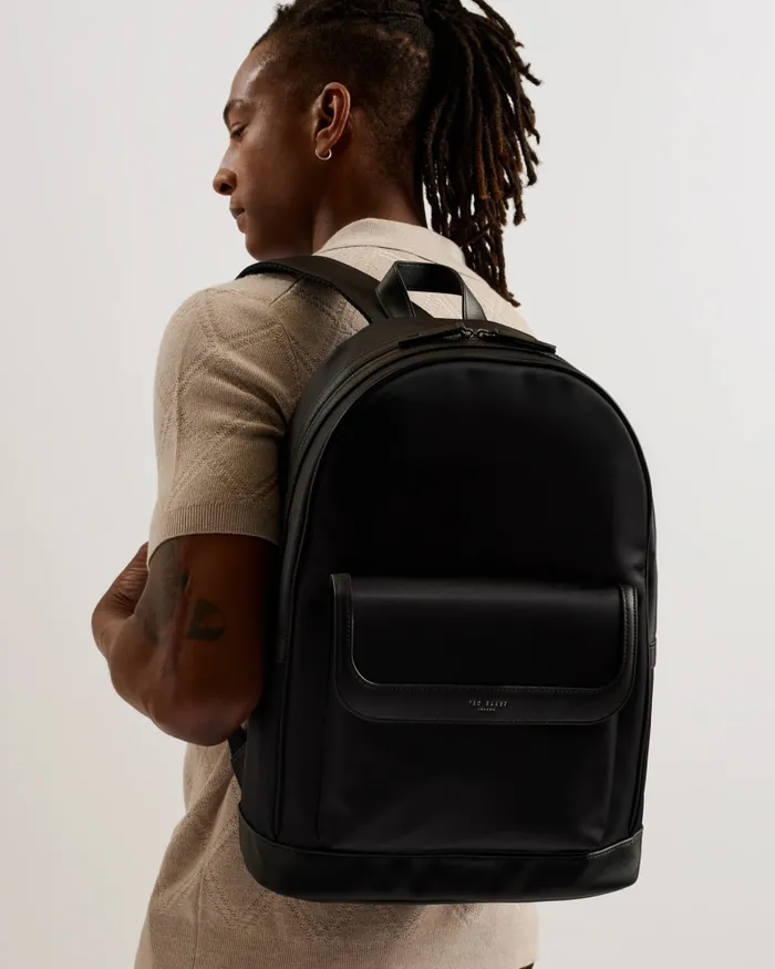 Ted Baker Backpacks Men JACKKS 8211 Nylon Laptop Backpack With PU Detail Black Ted Baker Backpacks Men JACKKS 8211 Nylon Laptop Backpack With PU Detail Black