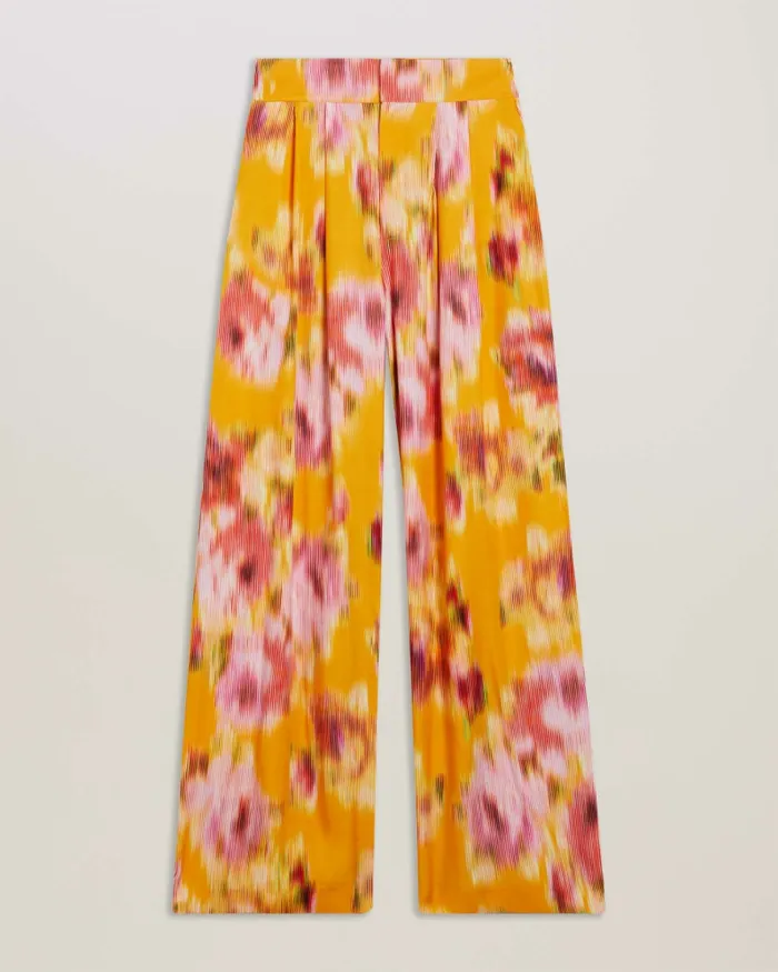 Ted Baker Coords Women HITAKO 8211 Printed Wide Leg Pleated Trousers Orange