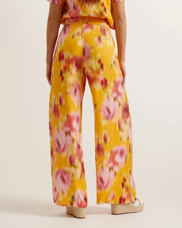 Ted Baker Coords Women HITAKO 8211 Printed Wide Leg Pleated Trousers Orange Ted Baker Coords Women HITAKO 8211 Printed Wide Leg Pleated Trousers Orange