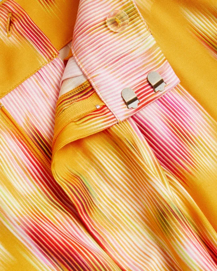Ted Baker Coords Women HITAKO 8211 Printed Wide Leg Pleated Trousers Orange Ted Baker Coords Women HITAKO 8211 Printed Wide Leg Pleated Trousers Orange