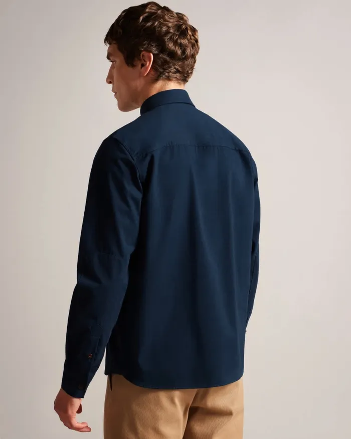 Ted Baker Coats and Jackets Men ALMUR 8211 Long Sleeve Brushed Twill Overshirt Navy