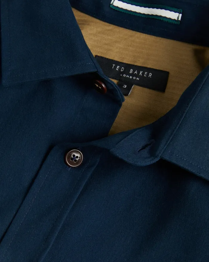 Ted Baker Coats and Jackets Men ALMUR 8211 Long Sleeve Brushed Twill Overshirt Navy