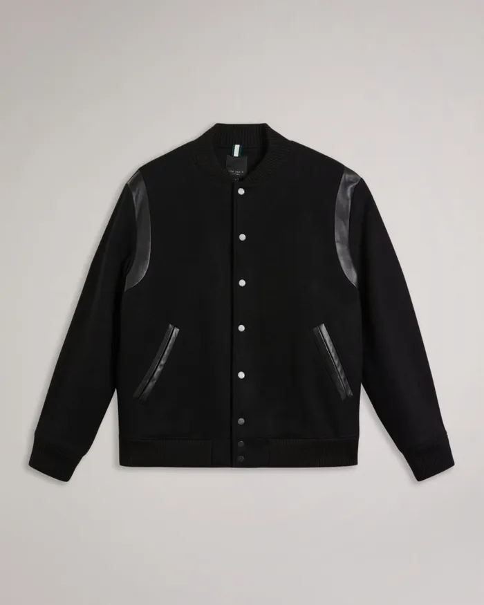 Ted Baker Coats and Jackets Men DACRE 8211 Wool Blend Varsity Bomber Jacket Black