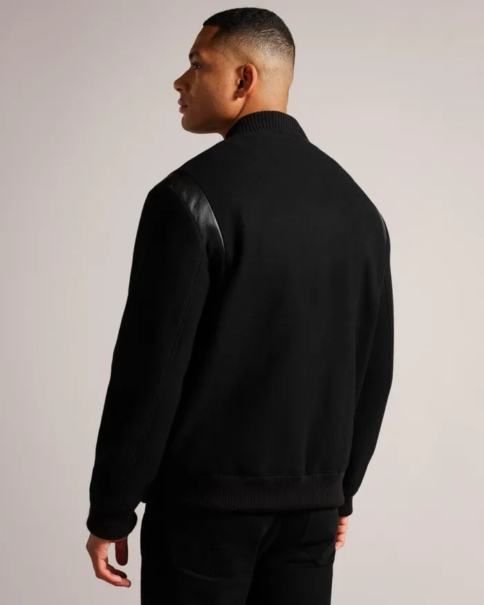 Ted Baker Coats and Jackets Men DACRE 8211 Wool Blend Varsity Bomber Jacket Black