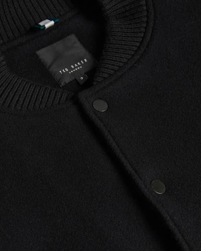 Ted Baker Coats and Jackets Men DACRE 8211 Wool Blend Varsity Bomber Jacket Black
