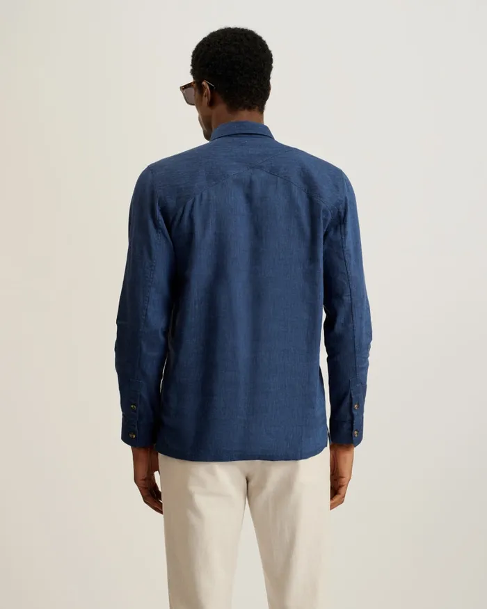 Ted Baker Coats and Jackets Men IIO 8211 Relaxed Fit Linen Blend Shirt Dark Blue Ted Baker Coats and Jackets Men IIO 8211 Relaxed Fit Linen Blend Shirt Dark Blue