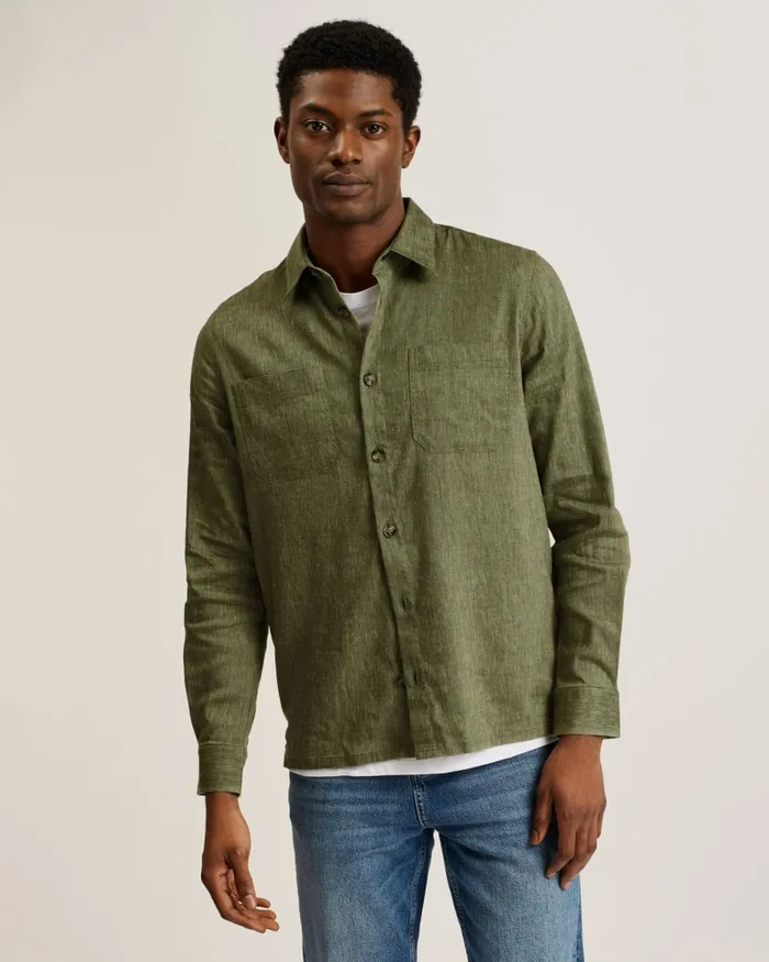 Ted Baker Coats and Jackets Men IIO 8211 Relaxed Fit Linen Blend Shirt Green Ted Baker Coats and Jackets Men IIO 8211 Relaxed Fit Linen Blend Shirt Green