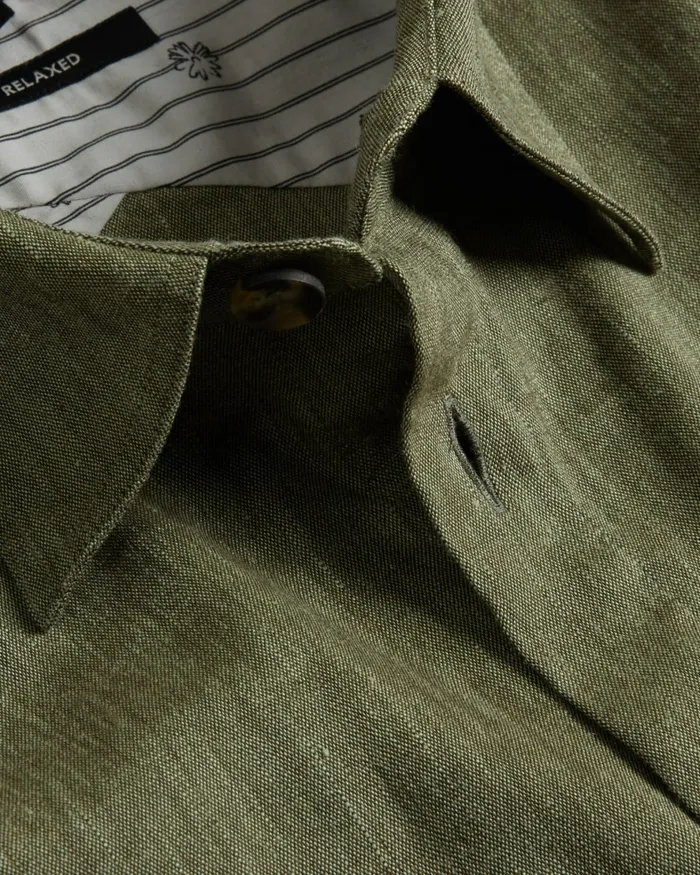Ted Baker Coats and Jackets Men IIO 8211 Relaxed Fit Linen Blend Shirt Green Ted Baker Coats and Jackets Men IIO 8211 Relaxed Fit Linen Blend Shirt Green