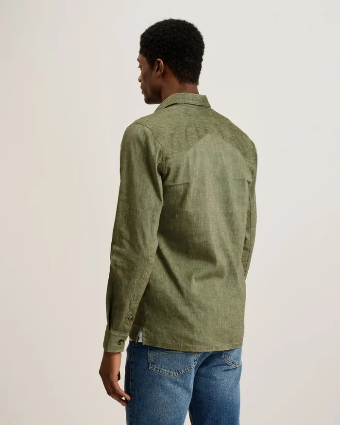 Ted Baker Coats and Jackets Men IIO 8211 Relaxed Fit Linen Blend Shirt Green Ted Baker Coats and Jackets Men IIO 8211 Relaxed Fit Linen Blend Shirt Green