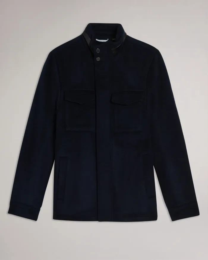Ted Baker Coats and Jackets Men KNOWL 8211 Funnel Neck Wool Field Jacket Navy