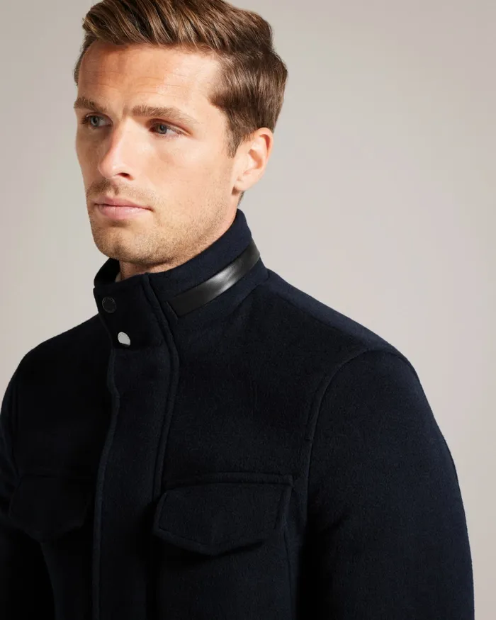Ted Baker Coats and Jackets Men KNOWL 8211 Funnel Neck Wool Field Jacket Navy Ted Baker Coats and Jackets Men KNOWL 8211 Funnel Neck Wool Field Jacket Navy