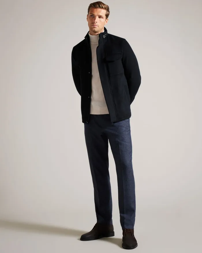 Ted Baker Coats and Jackets Men KNOWL 8211 Funnel Neck Wool Field Jacket Navy Ted Baker Coats and Jackets Men KNOWL 8211 Funnel Neck Wool Field Jacket Navy