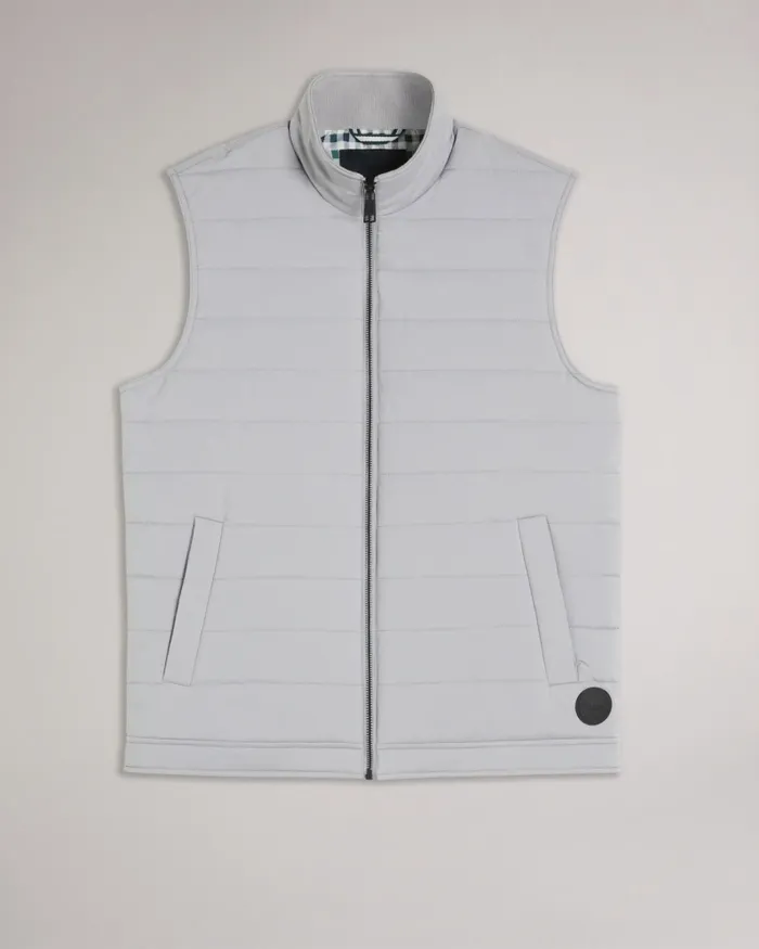 Ted Baker Coats and Jackets Men OVETA 8211 Showerproof Quilted Nylon Gilet Grey