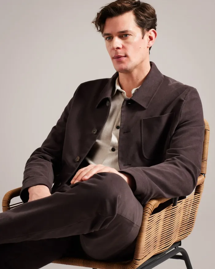 Ted Baker Coats and Jackets Men RUFUSJ 8211 Button Through Moleskin Jacket Dark Brown Ted Baker Coats and Jackets Men RUFUSJ 8211 Button Through Moleskin Jacket Dark Brown